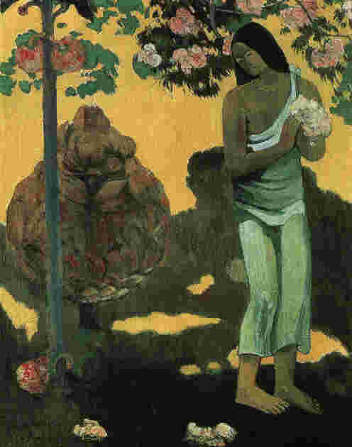 Paul Gauguin (1848-1903) Tahitianische Frau mit Blumen (1899)