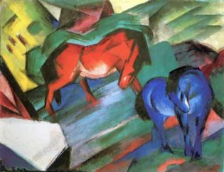 Franz Marc - Rotes und blaues Pferd