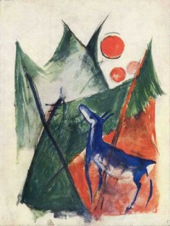 Franz Marc - Blaues Reh in Landschaft