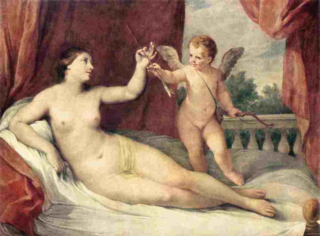 Guido Reni (1575-1642) Liegende Venus mit Cupido