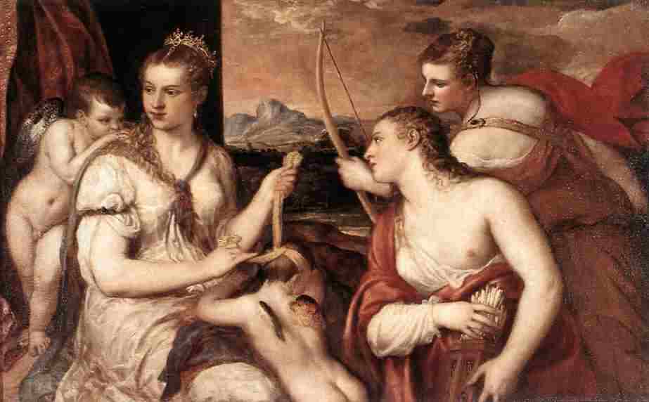 Tiziano Vecellio (1490-1576) Venus und Cupido
