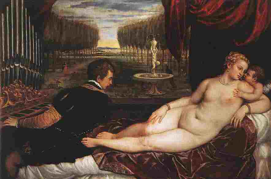 Tiziano Vecellio (1490-1576) Venus mit dem Orgelspieler und Cupido