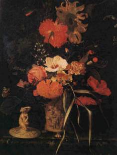 Maria van Oosterwyck (1630-1693) - Blumen in einer Vase mit Reliefdekor