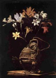 Guido Cagnacci (1601-1682) - Blumen in einer Korbflasche