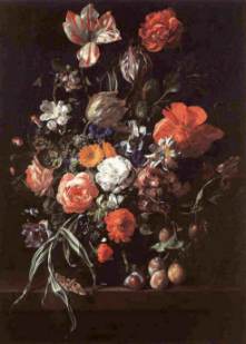 Rachel Ruysch (1664-1750) - Stilleben mit Blumen und Pflaumen