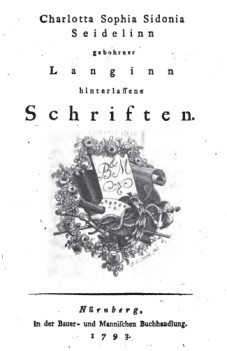 Charlotte Sophie Sidonie Seidel Hinterlassene Schriften